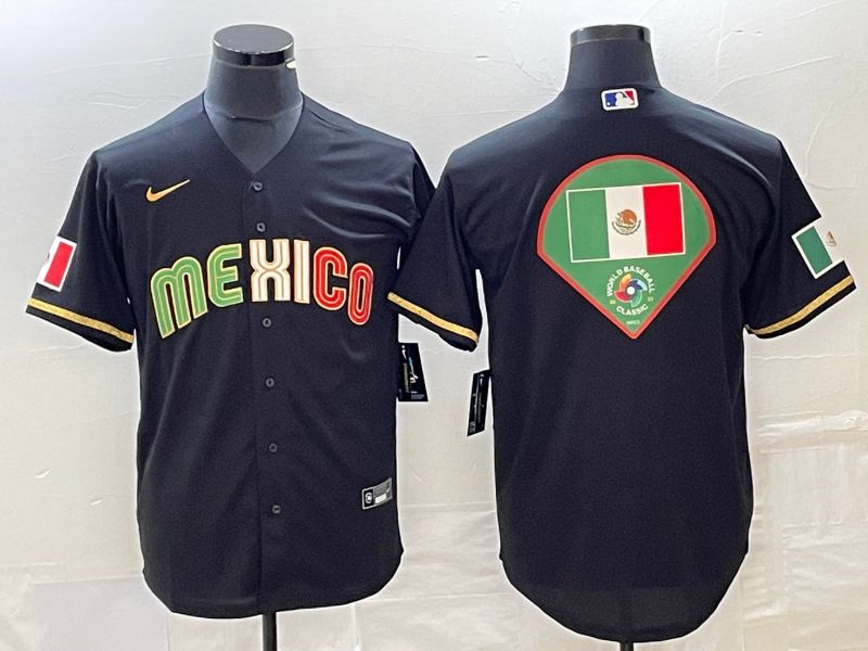 Men 2023 World Cub Mexico Blank Black gold Nike MLB Jersey8->more jerseys->MLB Jersey